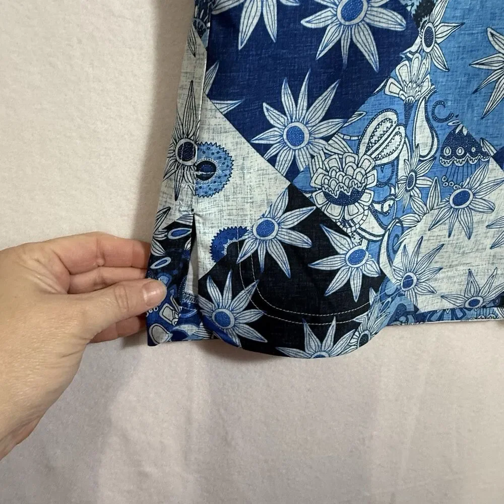 RipSkirt Blue Floral Paisley Patchwork Pull On Skirt Women L Hawaii Swim Pockets - Picture 7 of 12